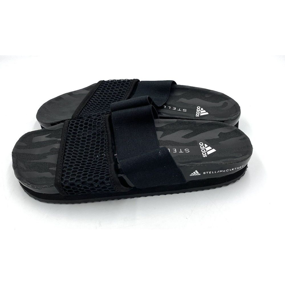 Adidas Stella McCartney‎ Women's Lette Slide Sandals Black Animal Print Sporty 7